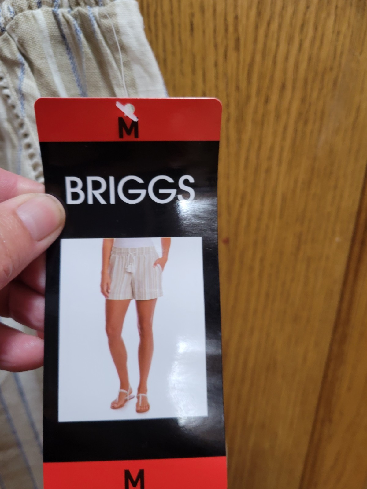 NWT Elastic Waist Striped Linen Blend Shorts By BRIGGS sz Md. Inseam 5 Inches