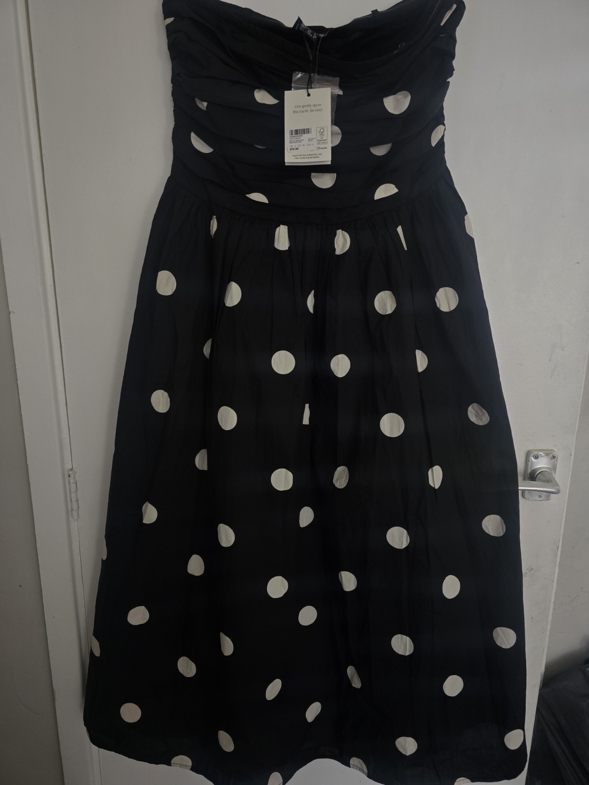 Black Polka Dot Bandeau Felicity Midi Dress size 8/S