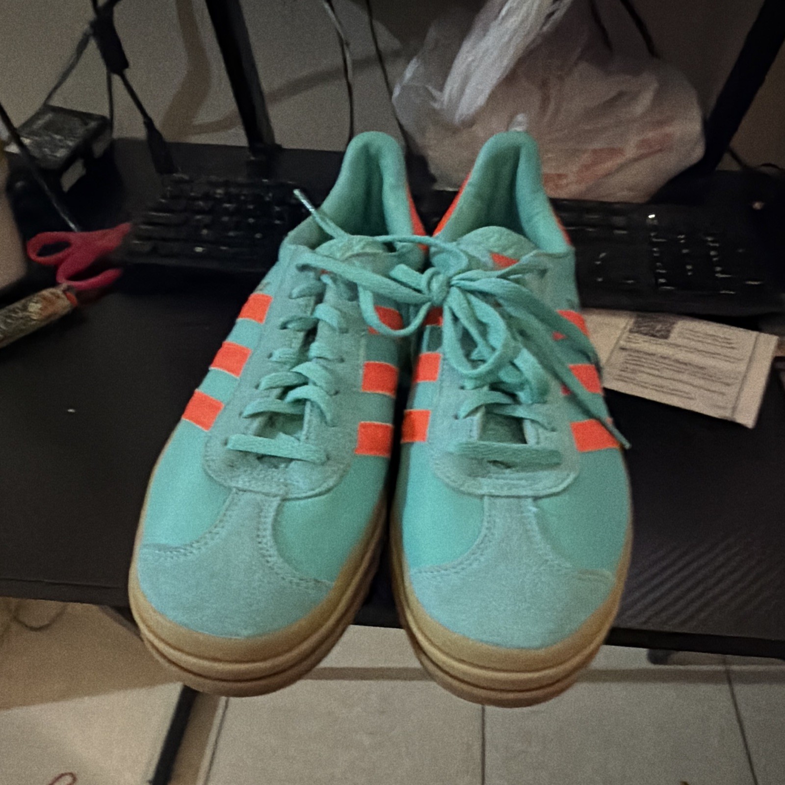 adidas Men’s Turquoise/Orange Low Top Lace-Up Athletic Sneaker Shoes