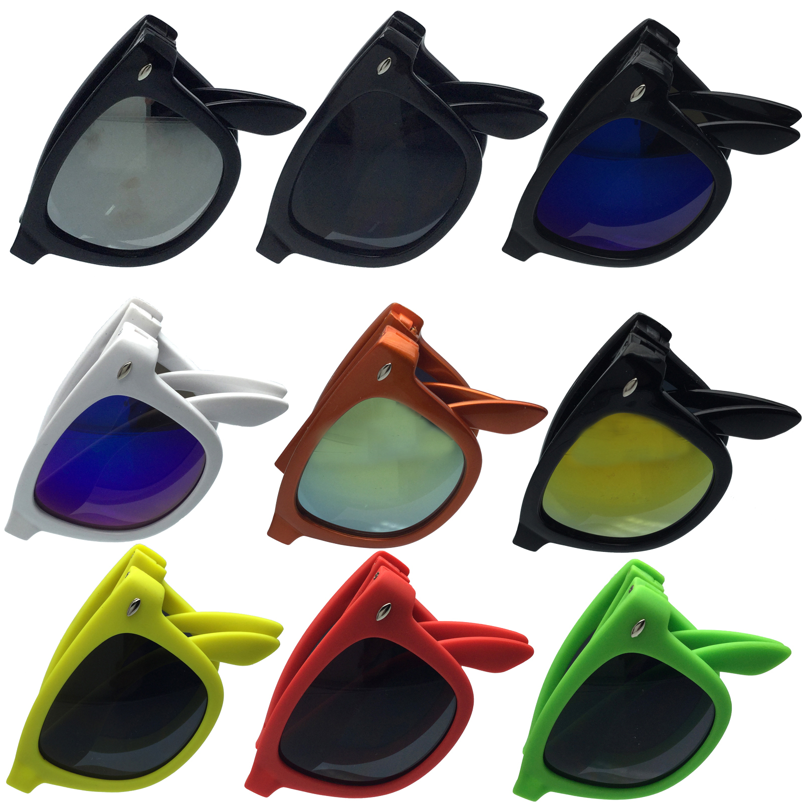 Folding Sunglasses Classic New Retro Vintage Men Women Compact Frame Lens