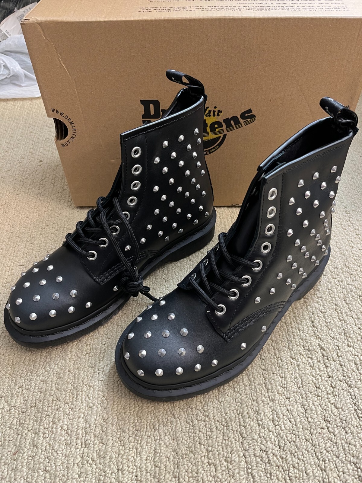 1460 STUD WANAMA LEATHER LACE UP BOOTS MSRP$210
