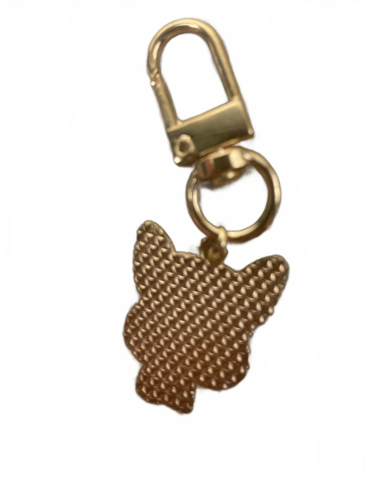 Dog Enamel Metal Keychain Charm Gold Clip Gift Animal Print Purse Accessory New