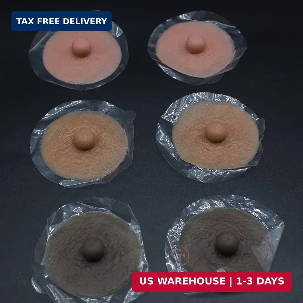 1 Pair Diameter 6cm Reusable Attachable Self Adhesive Silicone Nipple Realistic