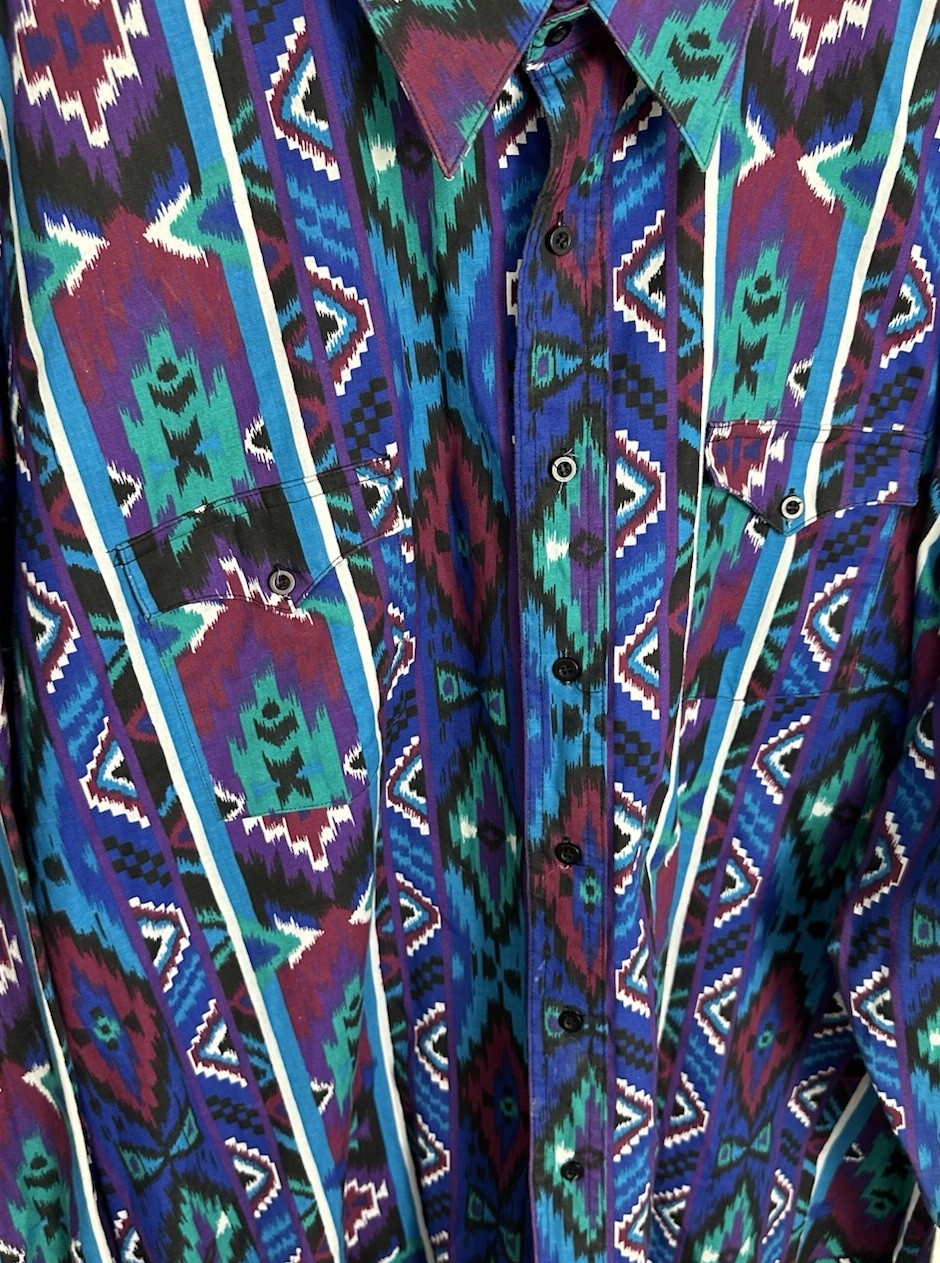 Vintage Plainsman Men’s Aztec Southwestern Rodeo Shirt Size 4XL