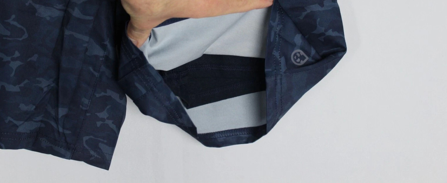 Tasc Performance Men’s Shorts 8″ Recess Lined Navy Blue Camo TM608P 488