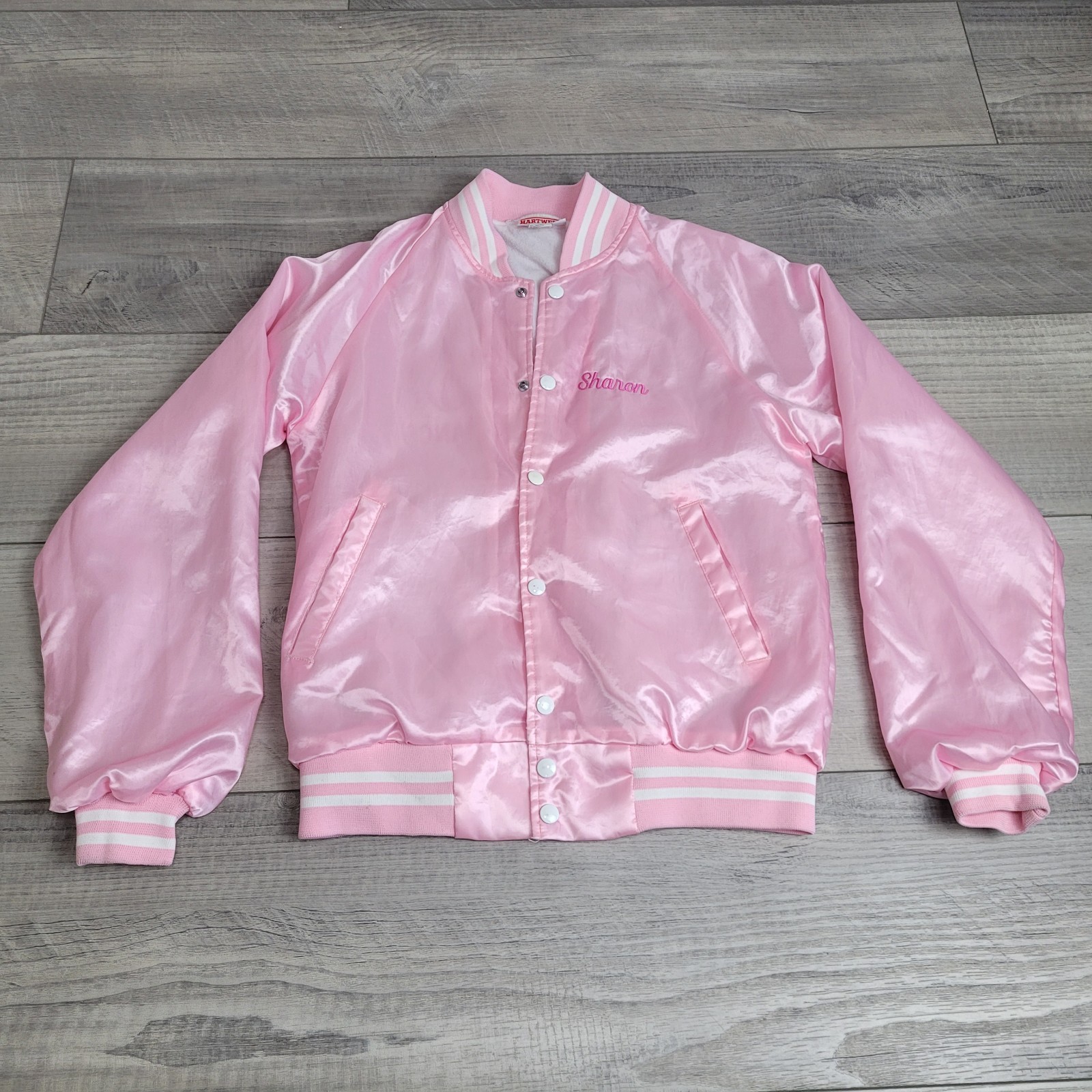 HARTWELL Bomber Jacket Womens Small Pink Satin “Sheri’s Born to Dance” (c-video)