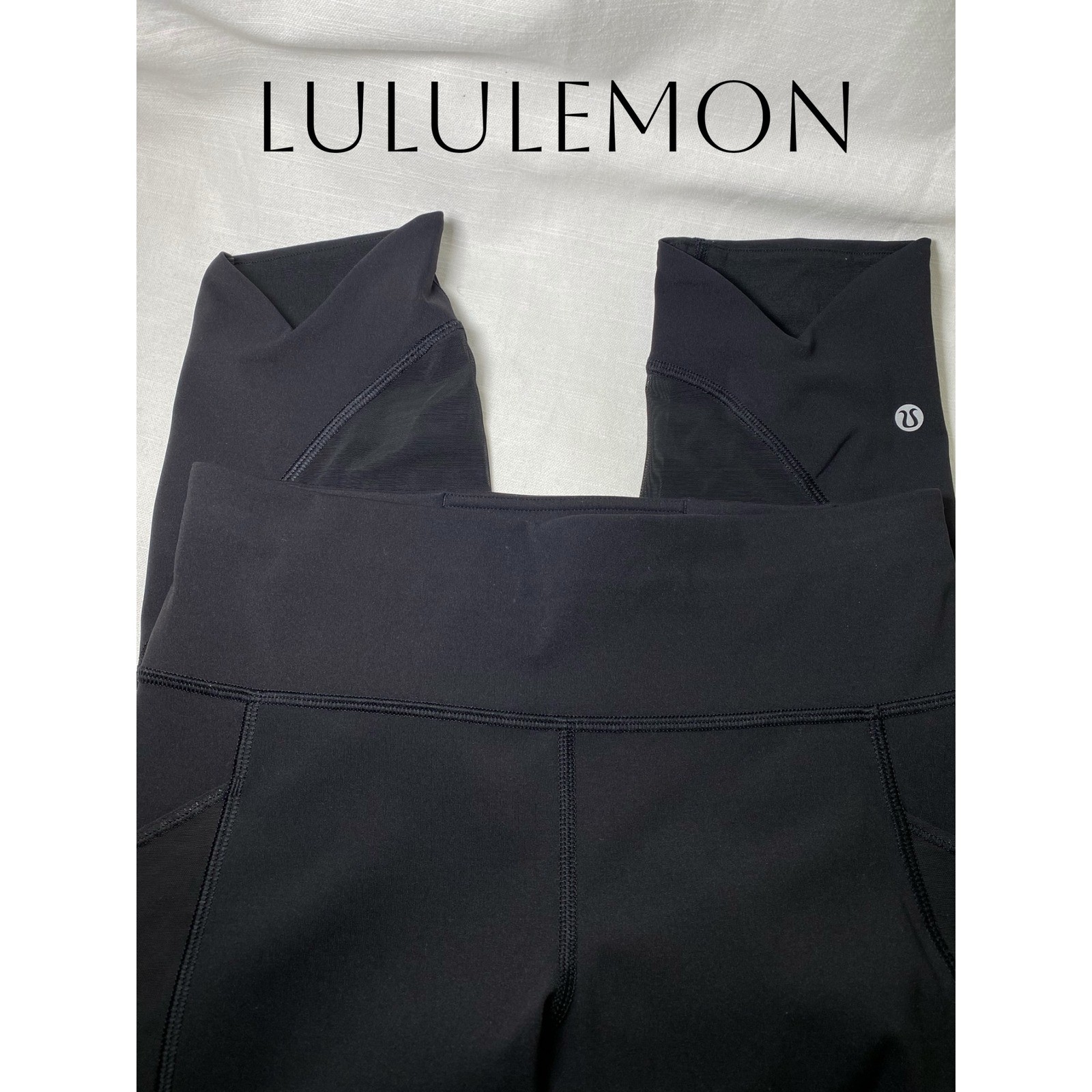 Lululemon Day Runner Mesh Panel Cropped Leggings Black 6