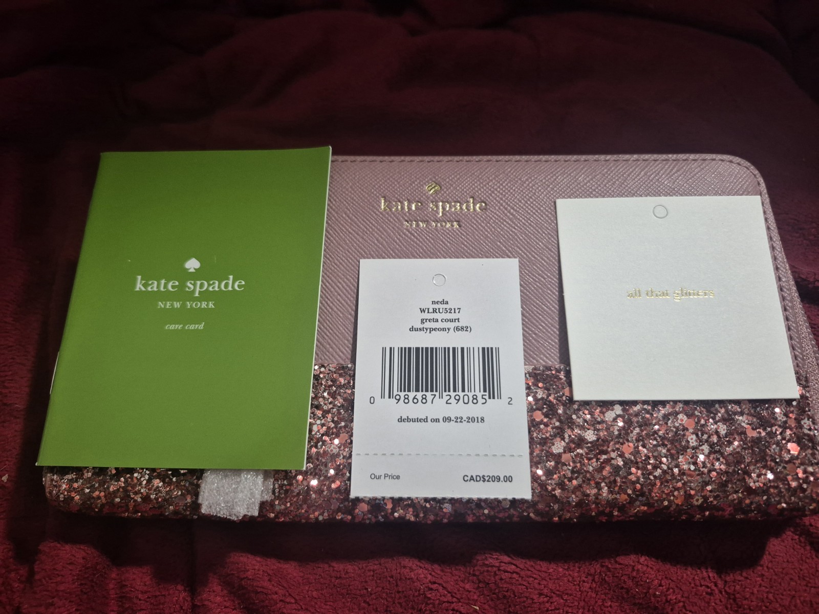 Kate Spade New With Tag Greta Court Dustypeony Wallet Msrp $189