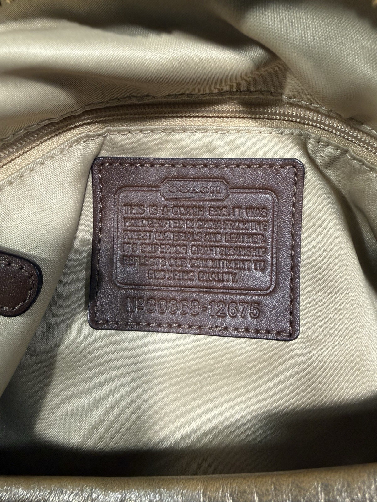 Vintage Y2K Coach Metallic Khaki Shoulder Soho Boho Shoulder Bag