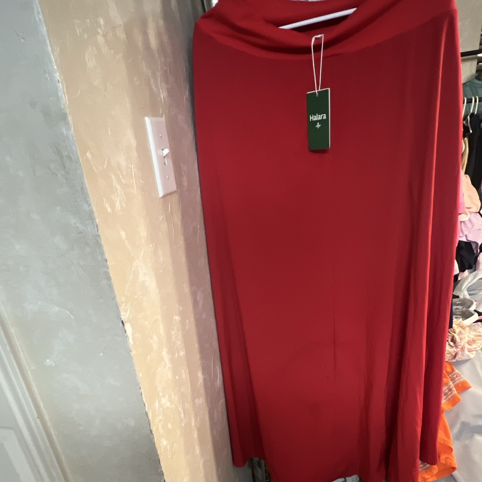 Halara Red Solid Breathable Quick Dry Long Sleeve skirt One-Piece Women’s L