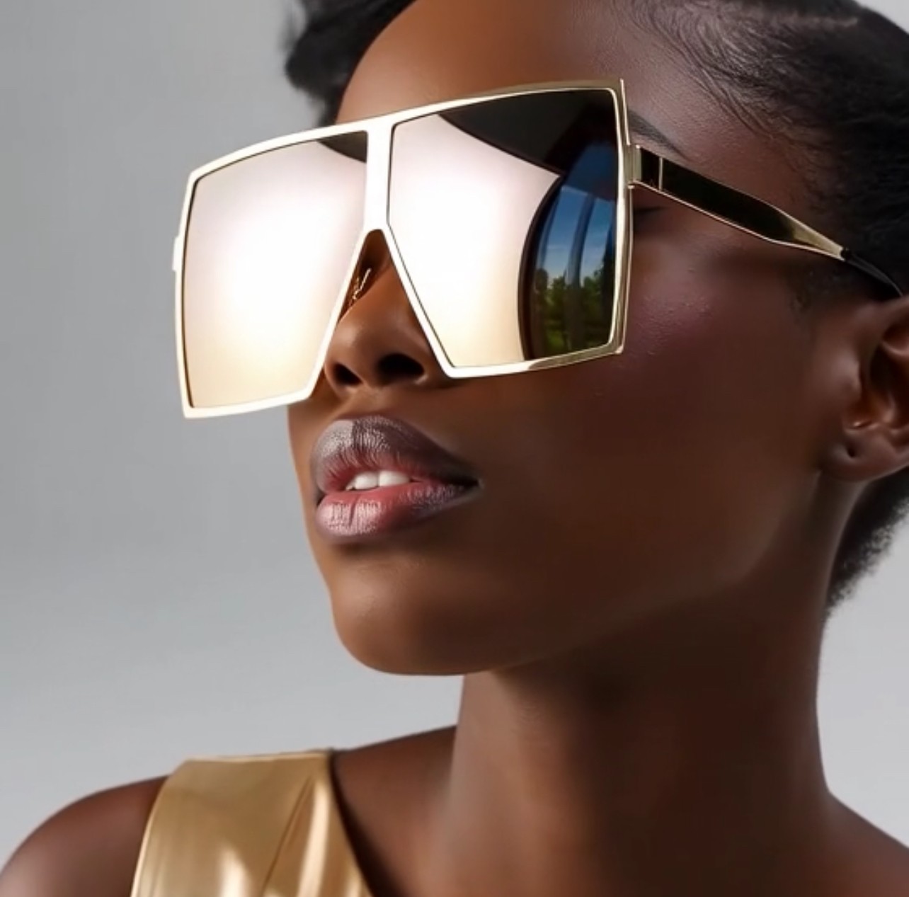 Sunglasses Flat Top Huge Big Oversized XXL Square Women “Lauren” Mirror SHADES