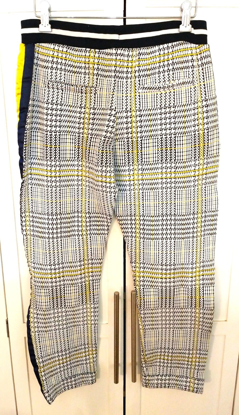 Rich & Royal Black White Yellow Made In Europe Stretch Waist Pants Sz S 28 to 36
