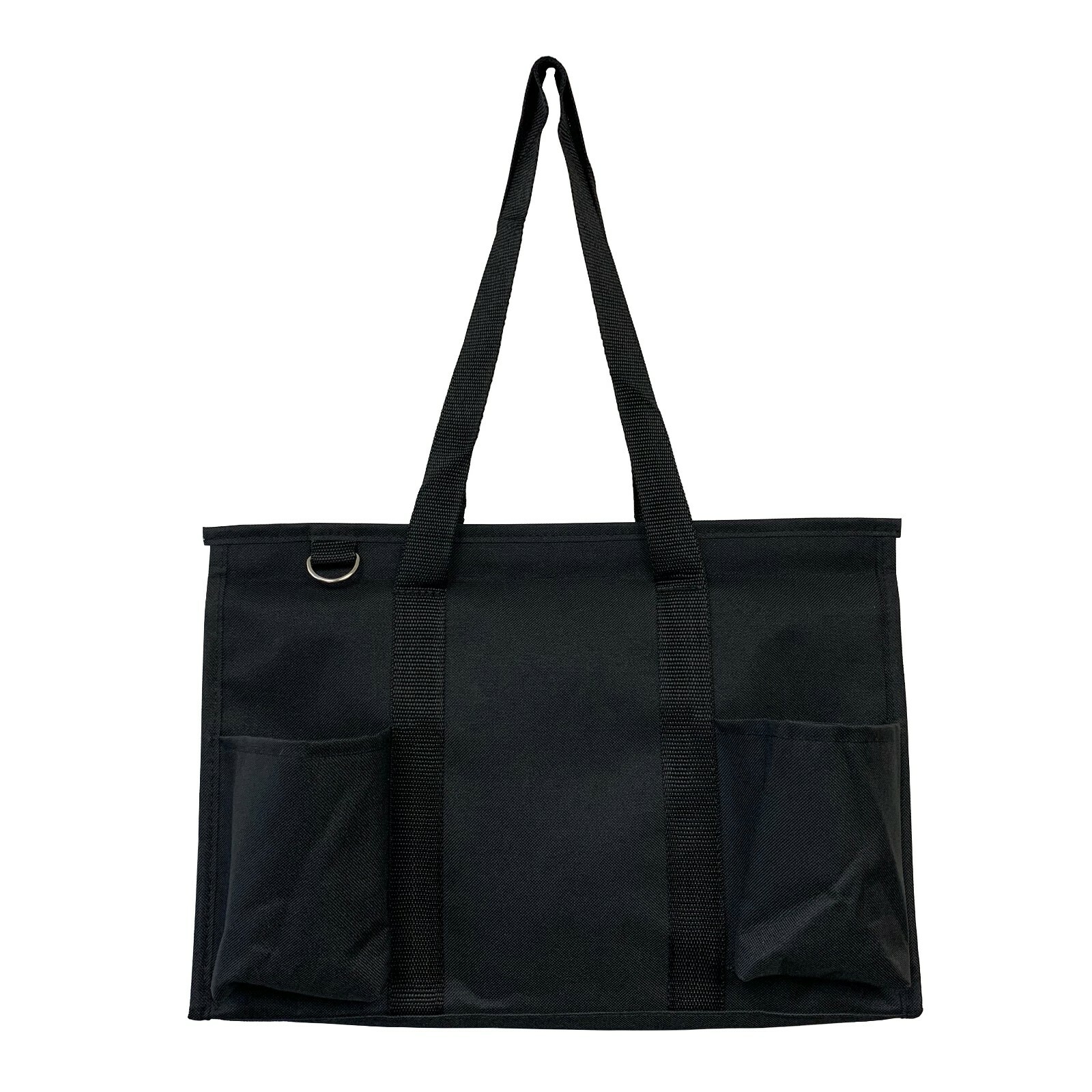 Black Zip Top Organizing Utility Tote Beach Diaper Bag 7 Pocket Tote Organizer