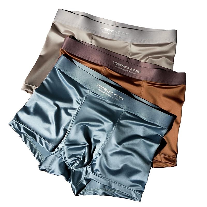 4pcs Men’s Underwear Ice Silk High-end Men’s Light Luxury Satin Silk Breathable