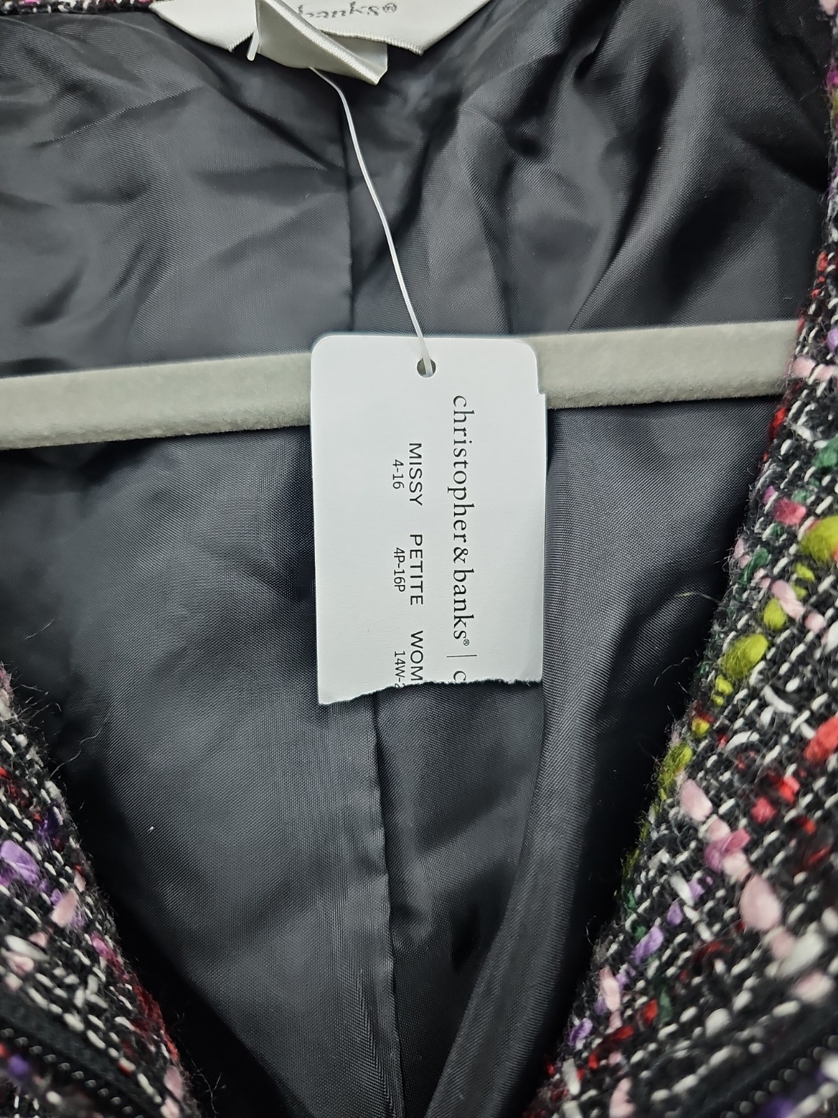 CJ Banks Blazer Jacket Womens 2X Tweed Multicolor Knit Zip Up Pockets Collared