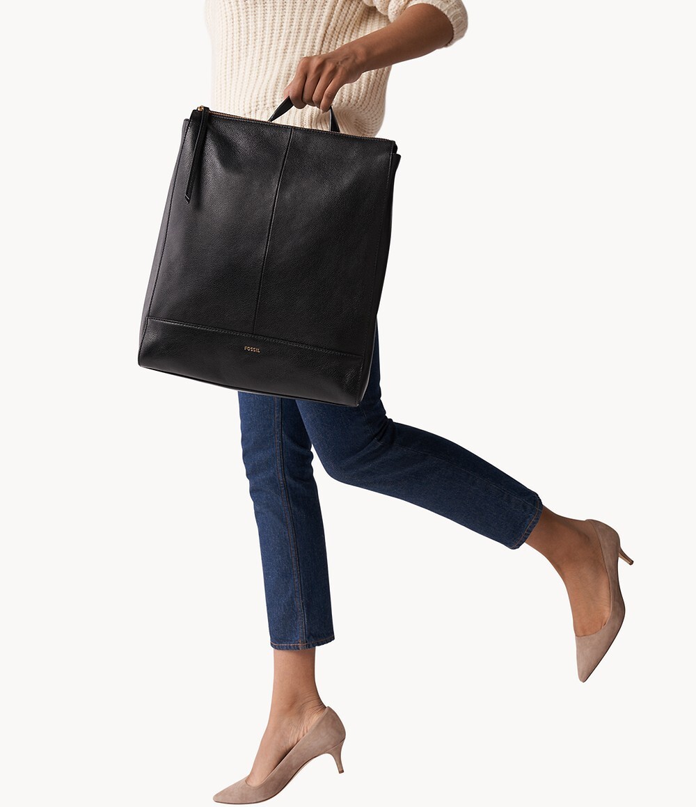 Fossil Elina Large Convertible Backpack Black Leather SHB2976001 NWT $330 FS