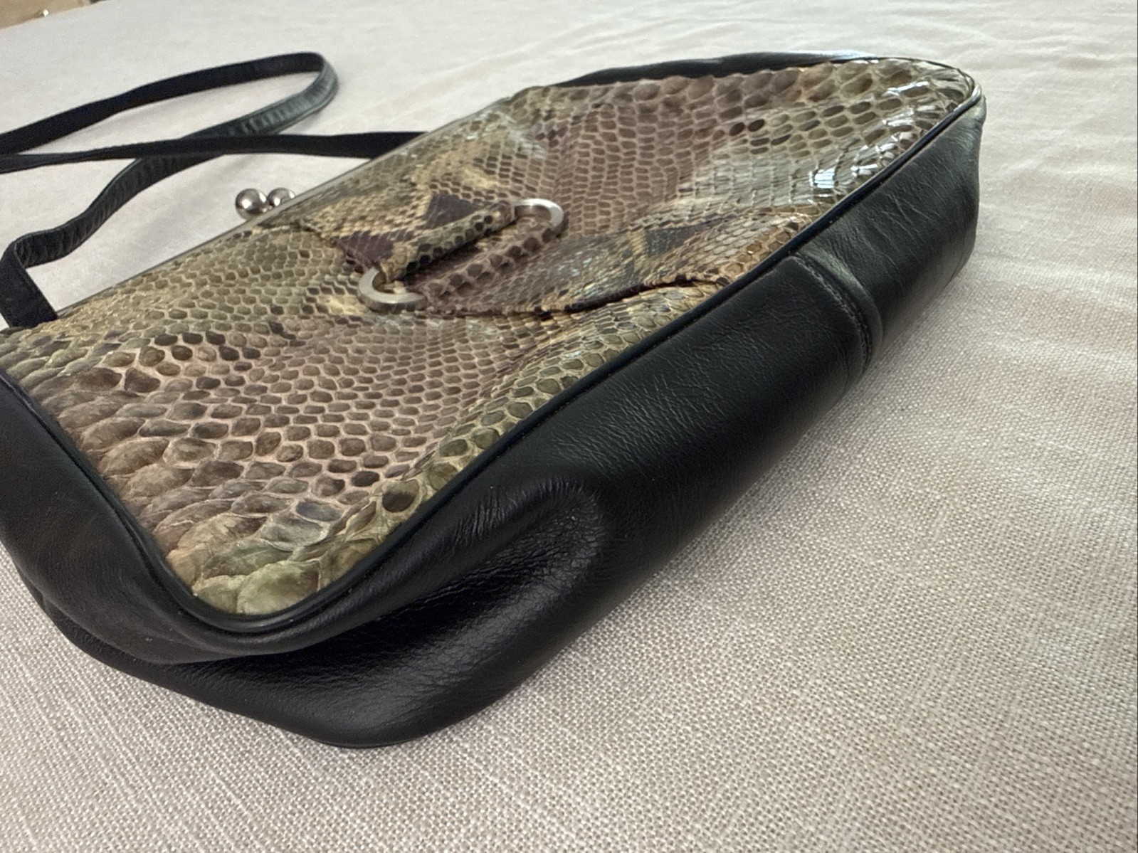 Python Crossbody Handbag Vintage Genuine Snakeskin Natural Leather Purse