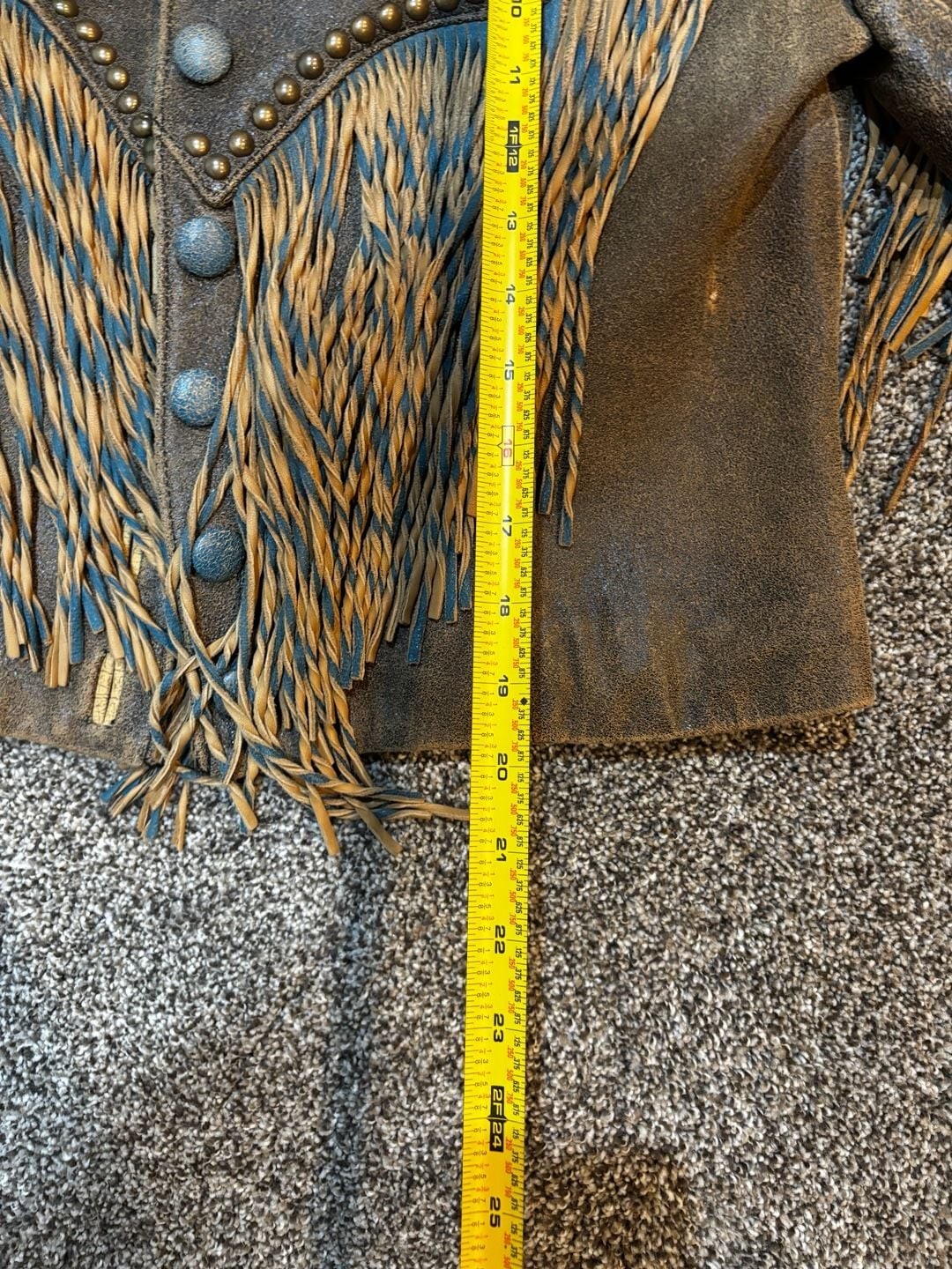 Double D Ranch Western Leather Jacket with Fringe and Stud Detail