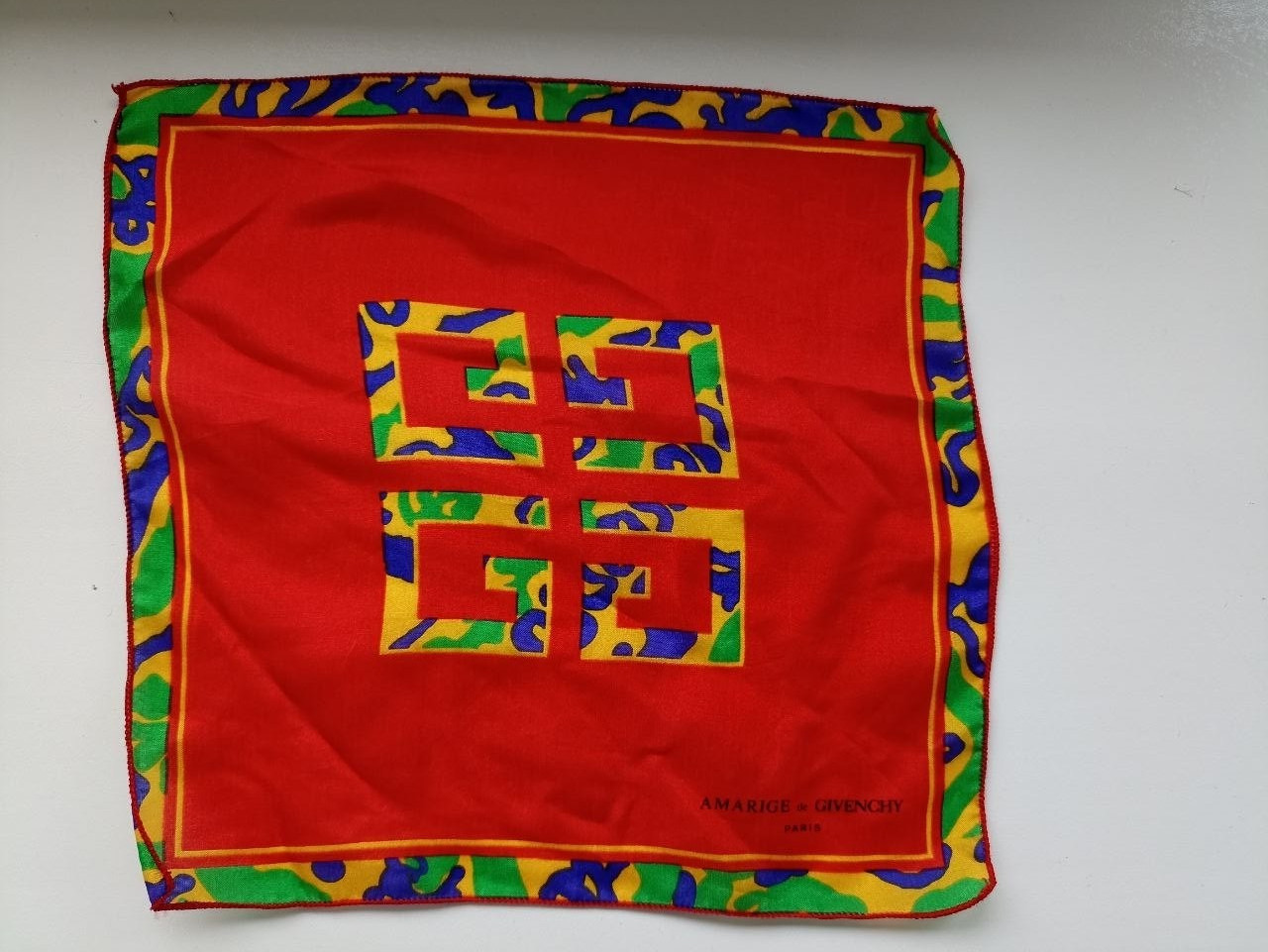 Vintage silk scarf (pache/square) Amarige de Givenchy Paris