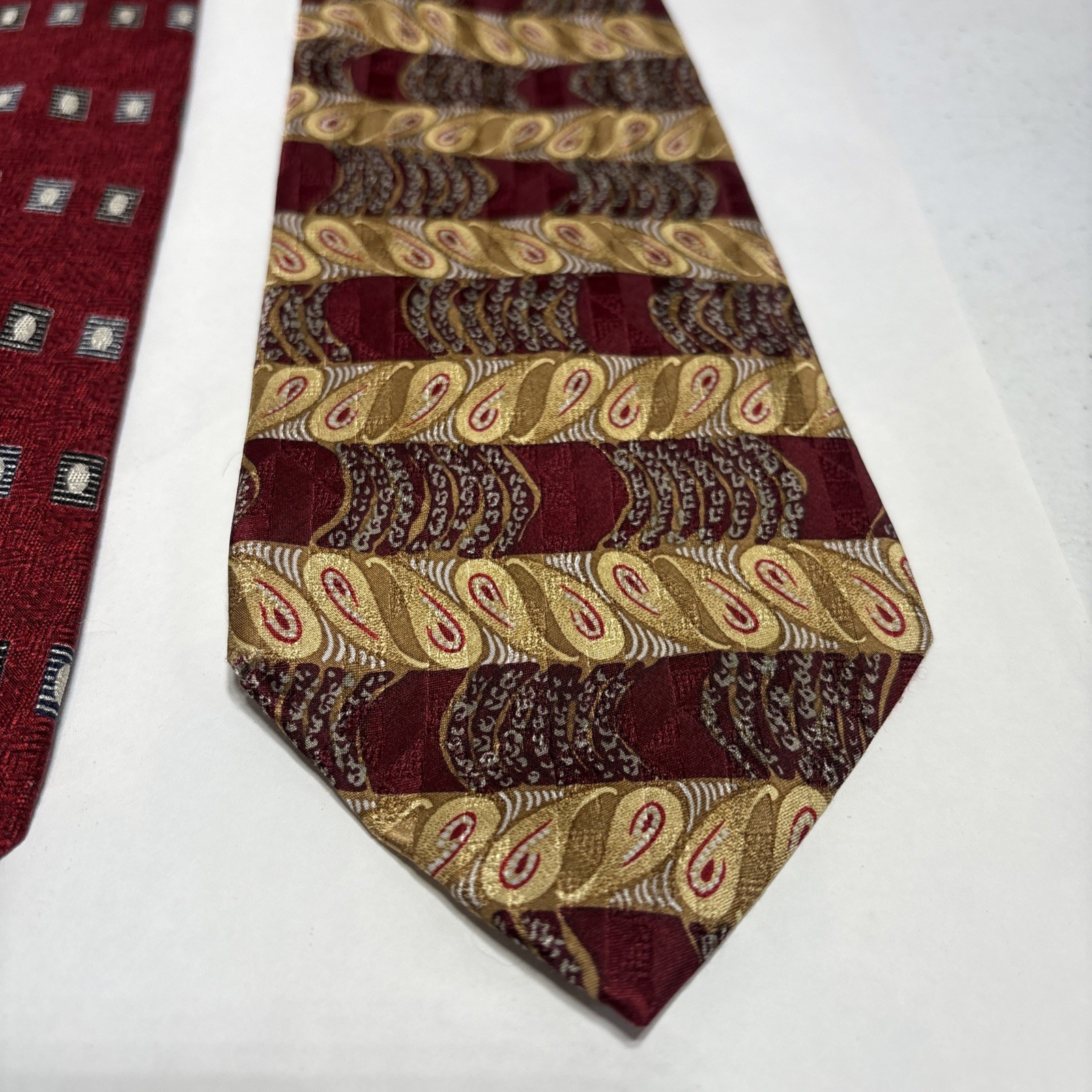 3 Joseph A Banks Ties 57- 60 Inch Classic 100% Silk Prominent Color Red