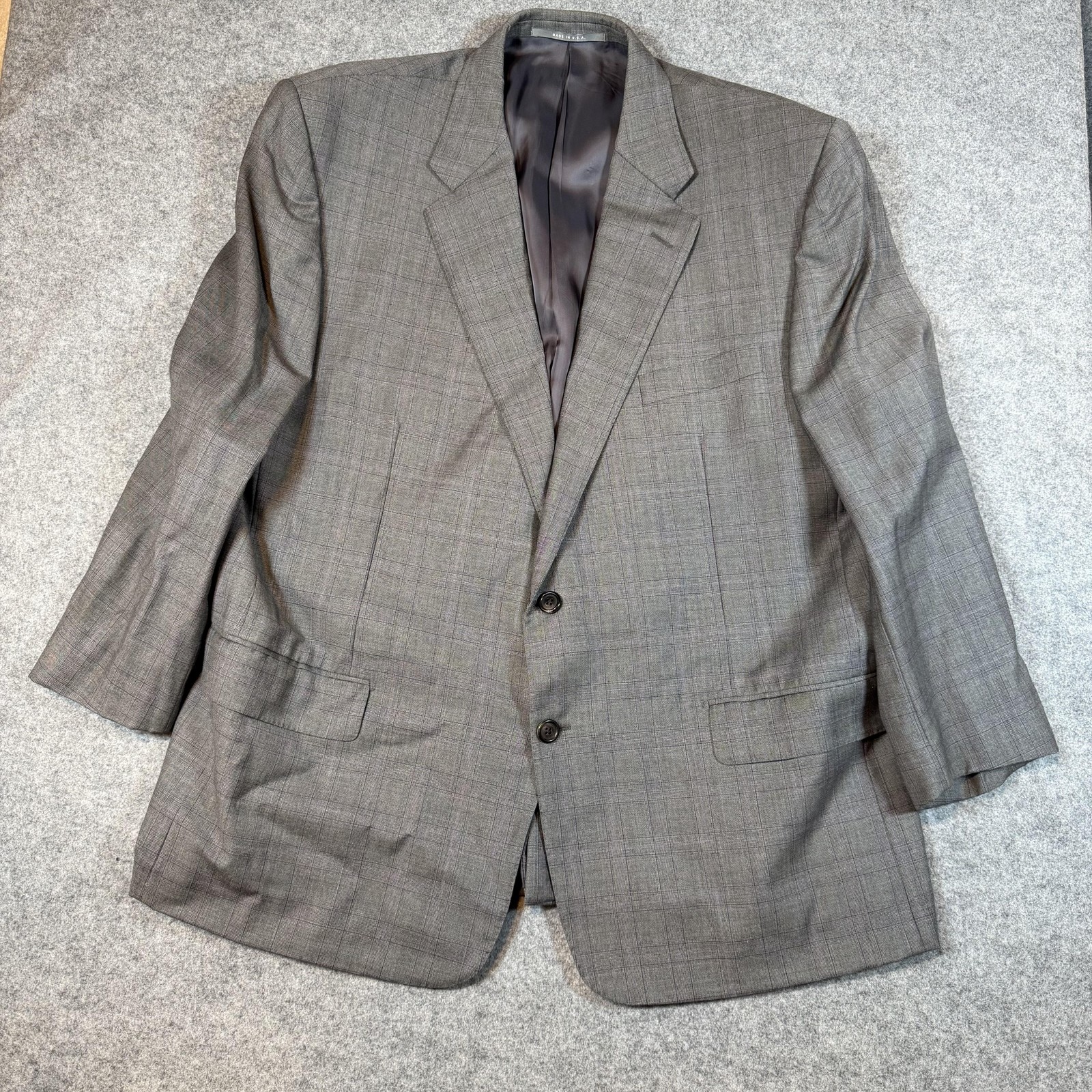 Hickey Freeman Suit Mens 48 42×26 Gray Plaid Wool Loro Piana Super 130s USA
