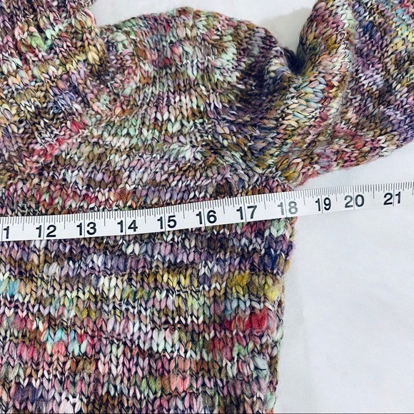 Susan Bristol Multi Color Wool Blend Off Shoulder Chunky Knit Sweater Medium
