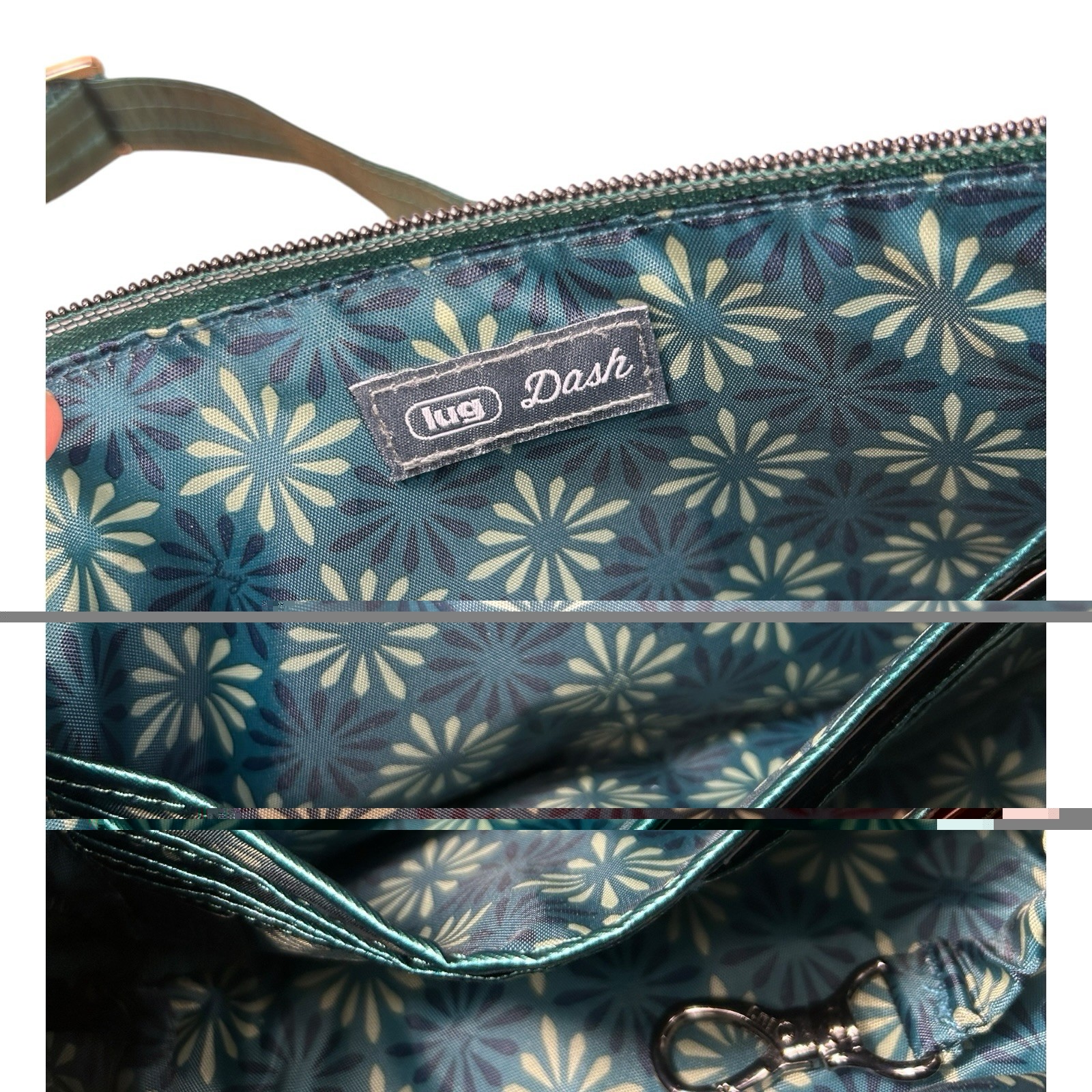 Lug Dash Crossbody Bag Metallic Teal Green Quilted Wave EUC