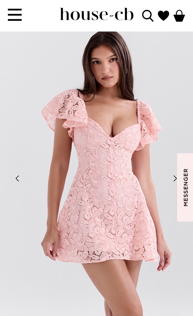 House of CB Verity Pink Floral Lace Mini Dress XS
