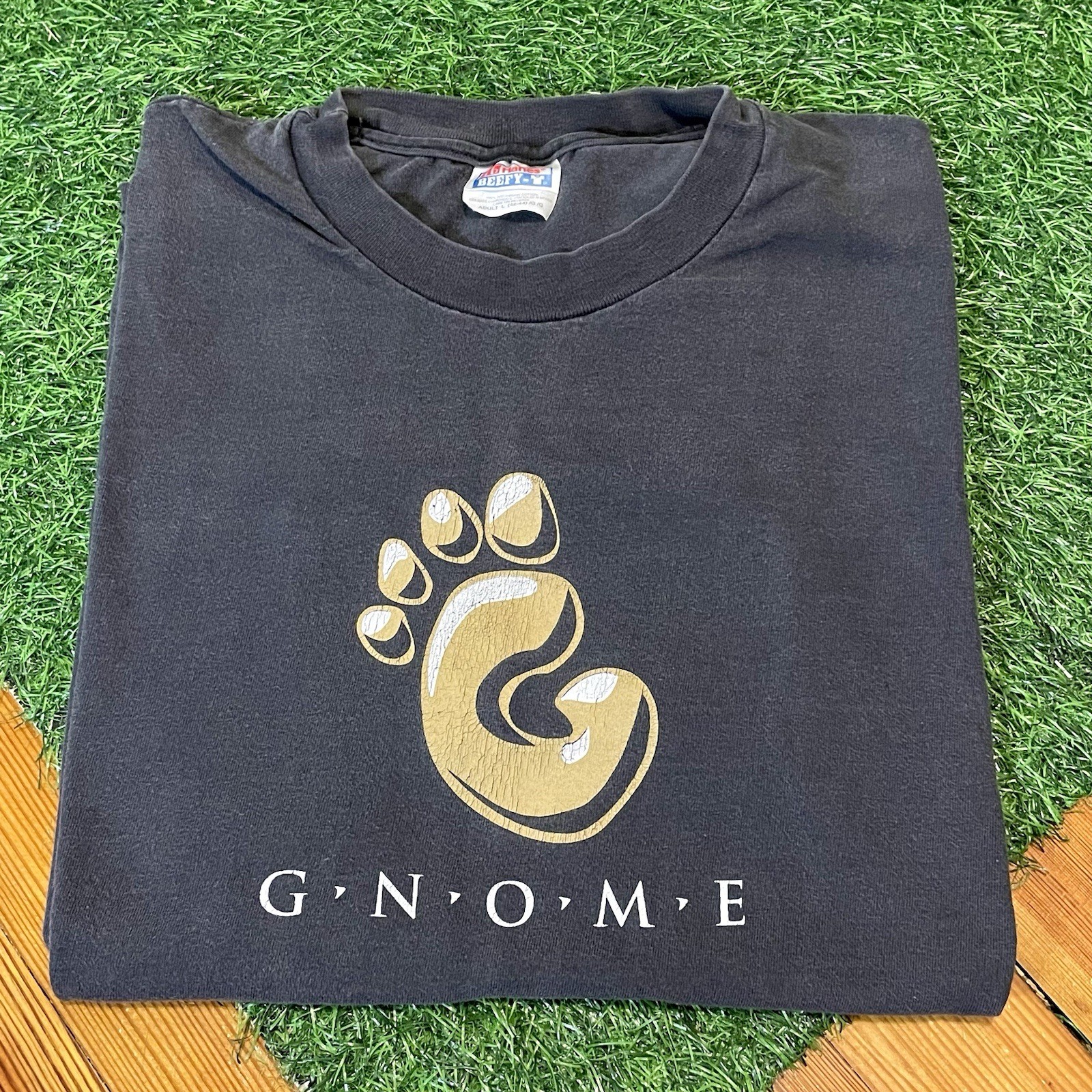 Vintage GNU Linux Free Software Foundation T Shirt Mens L Hanes USA Bill Gates