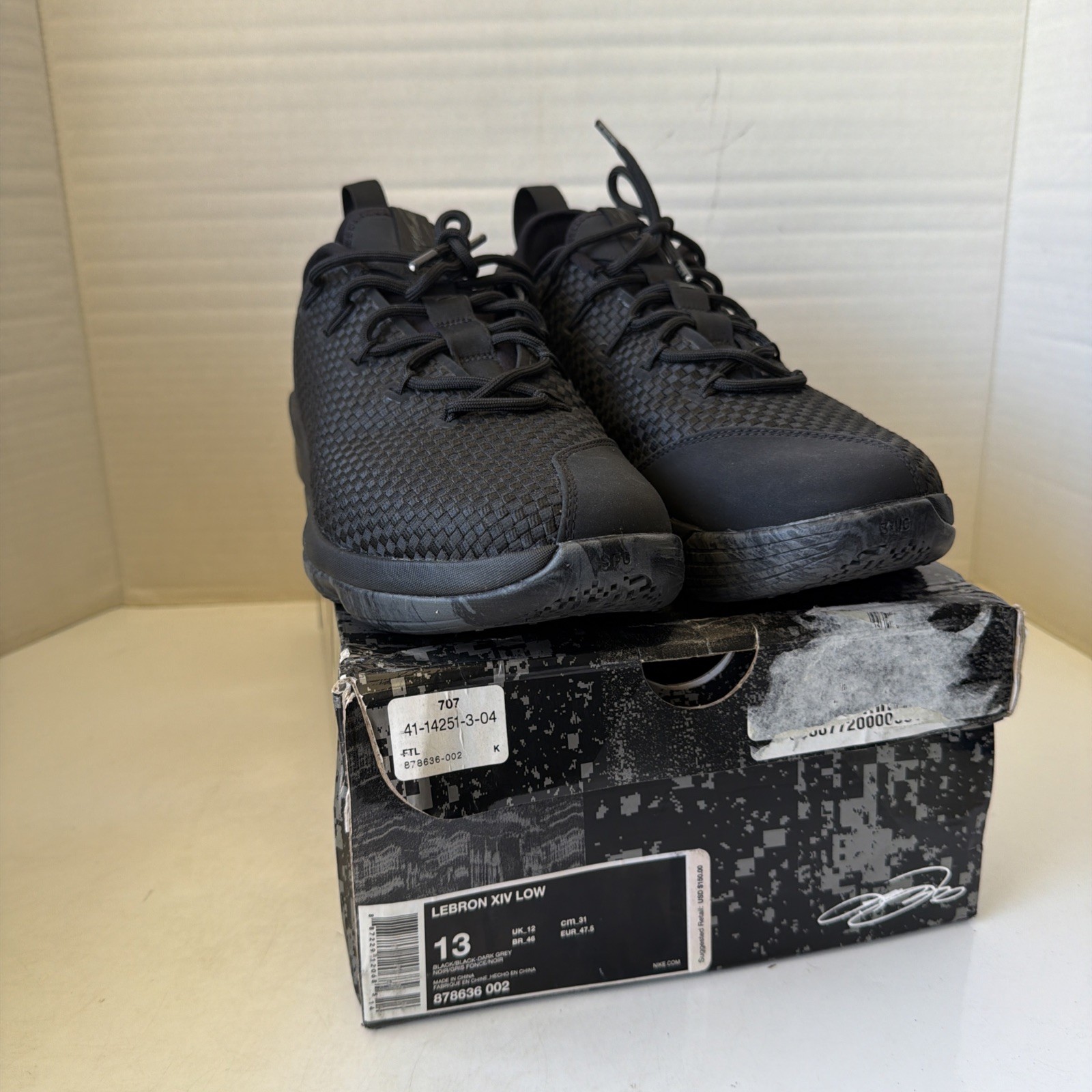 Nike LeBron 14 Low Triple Black 878636-002 Basketball Shoes Men’s – Sz 13 -READ