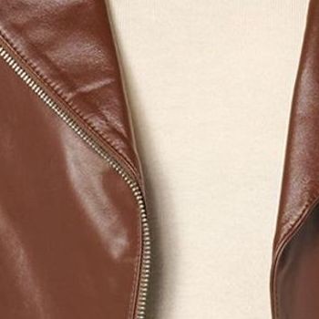 Denim & Co. Women’s Plus Sz Jacket 1X Lamb Leather Moto Pockets Brown A612795