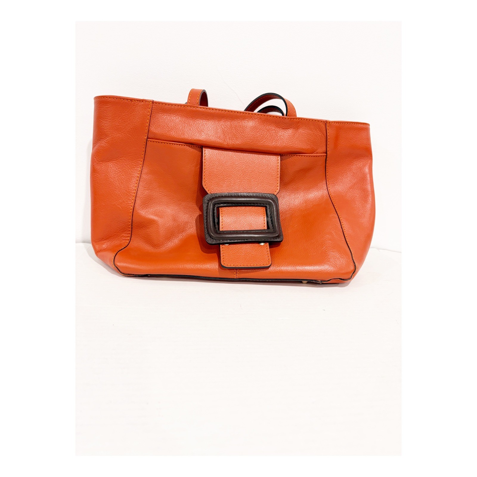 Anna Paola Monique Orange Leather Tote Bag Made in Italy New