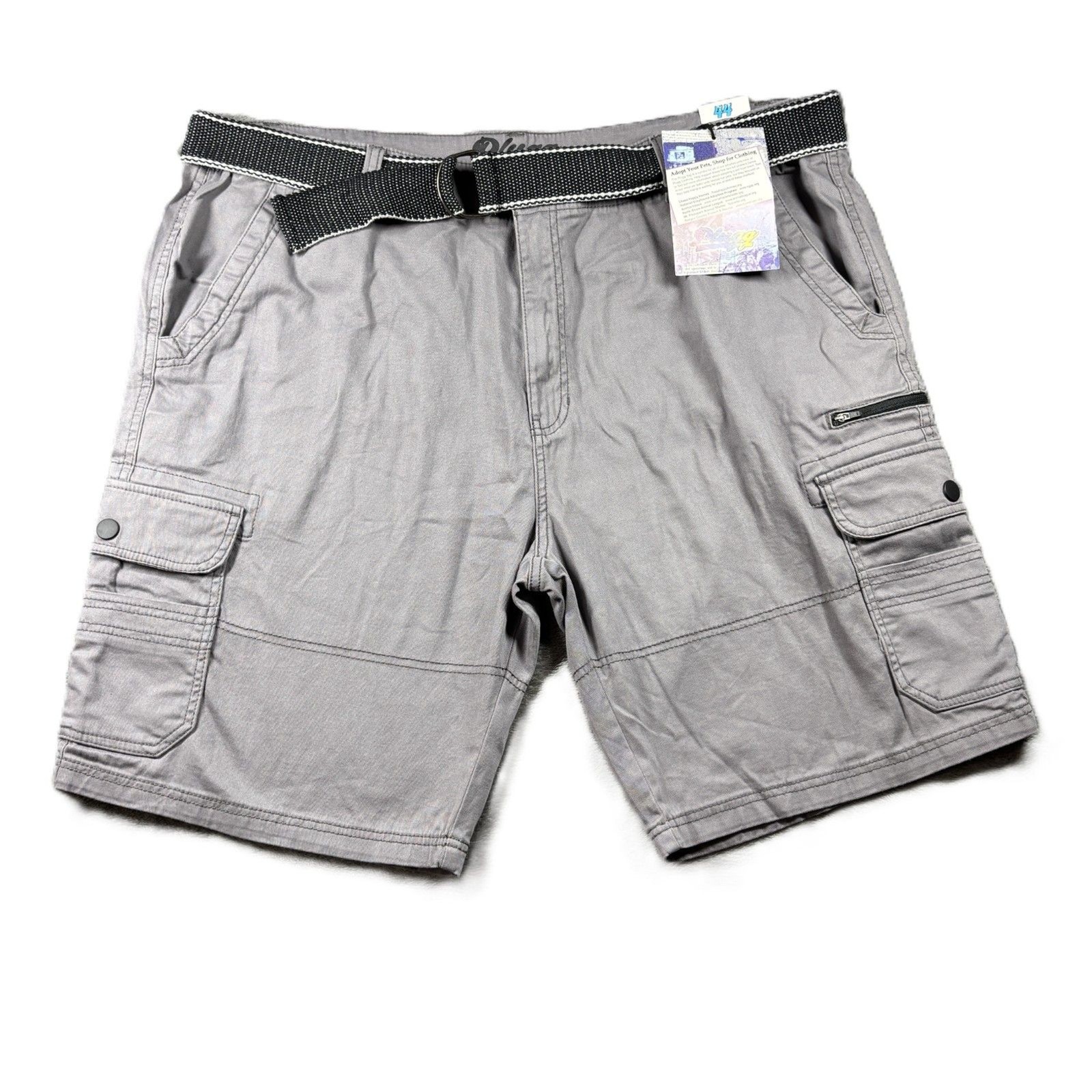Plugg Men Vintage Y2K Cargo Shorts NWT Baggy Grunge Hip Hop Gray 44×11 K124