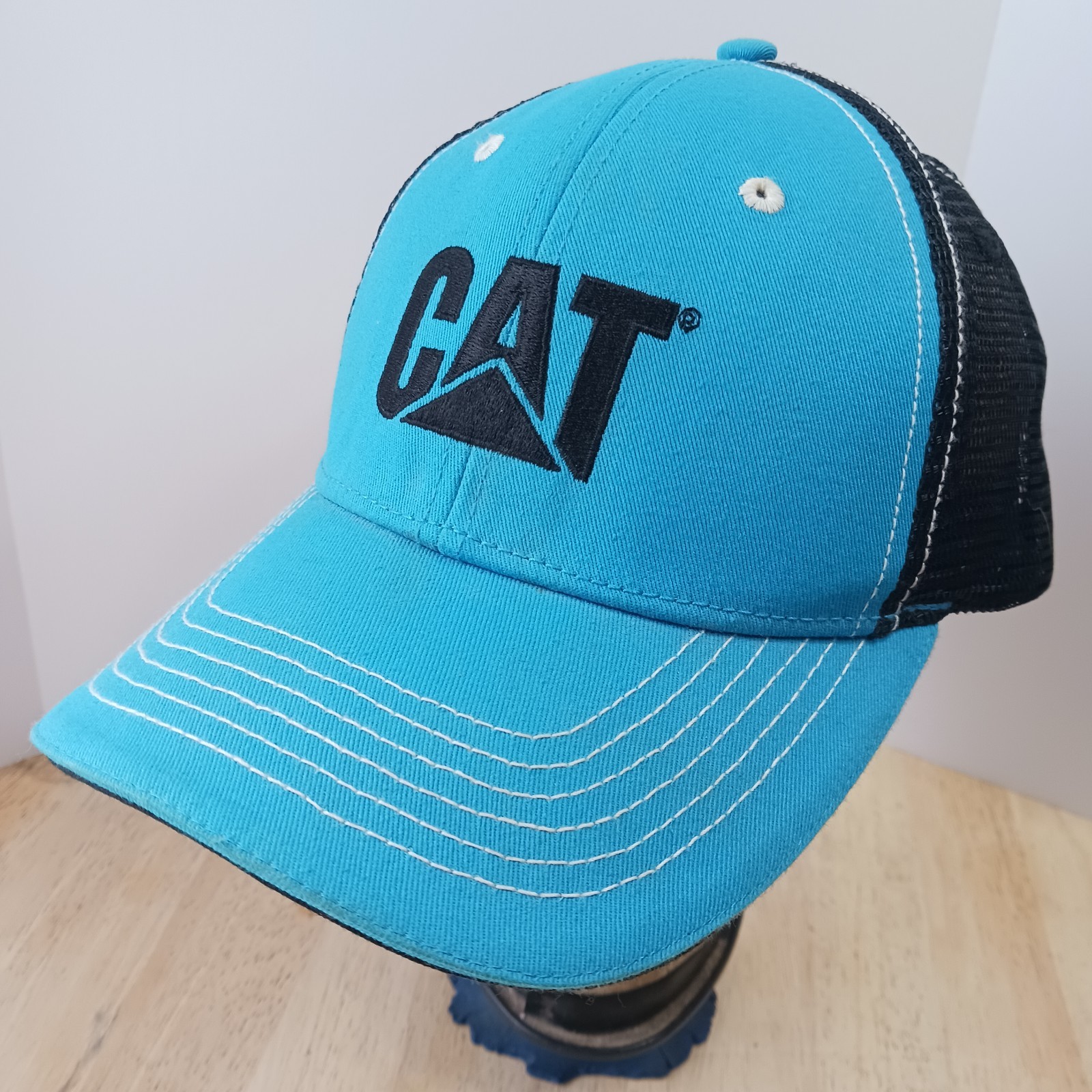 EUC CAT Carolina CAT 2-Tone Mesh Cap Hat OSFA Construction Heavy Machine