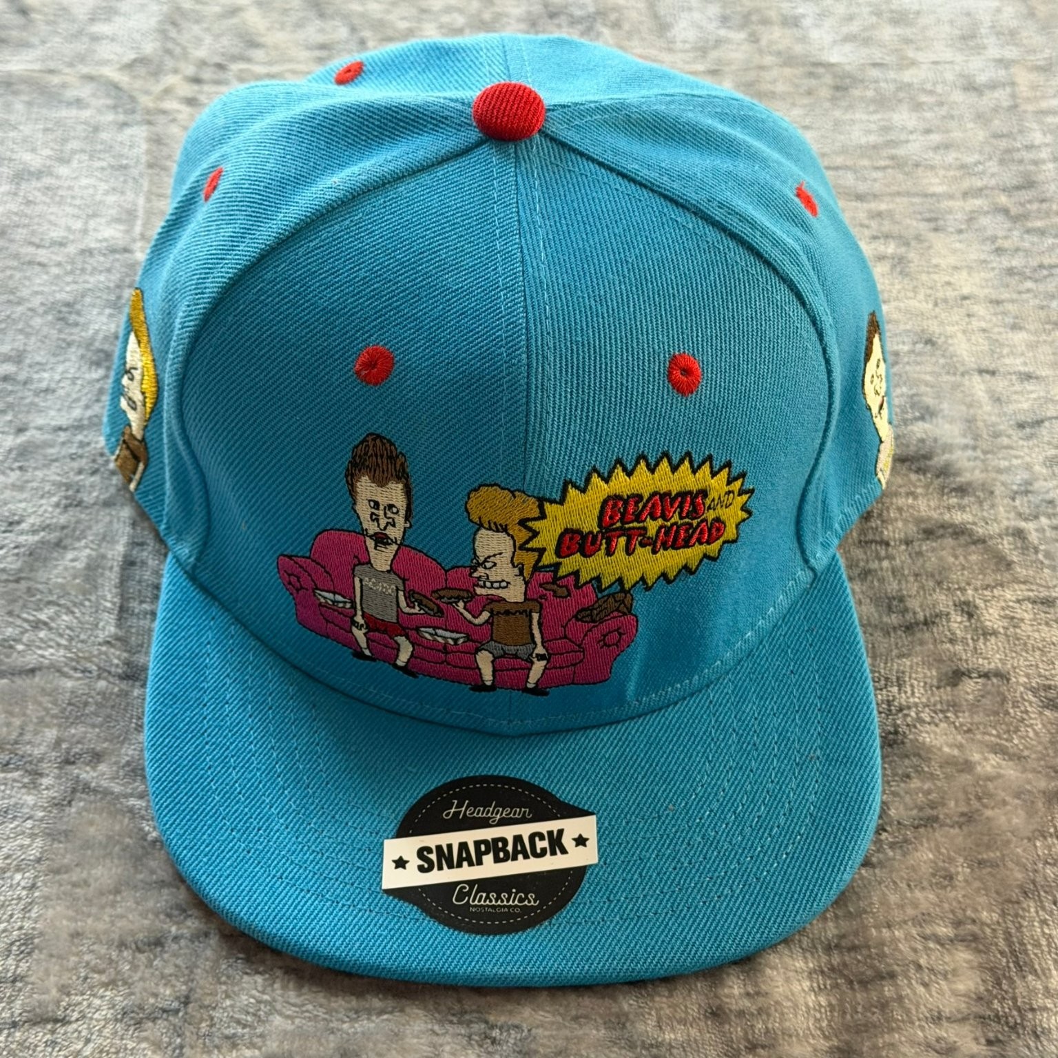 Nostalgia Co Beavis and Butt-Head Snapback Hat Men’s One Size Blue MTV