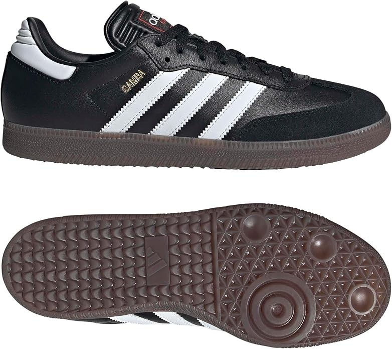 adidas Samba Indoor Sneaker, Black/White/Gum, 3.5 US Unisex Big Kid – NEW