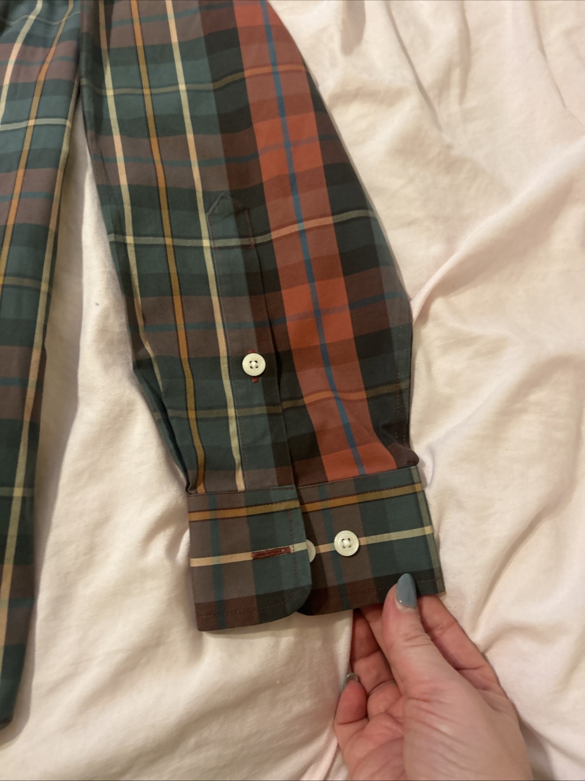 Orvis Men’s Check 100% Cotton Barrel Cuff Dress Shirt Size Large Multicolor