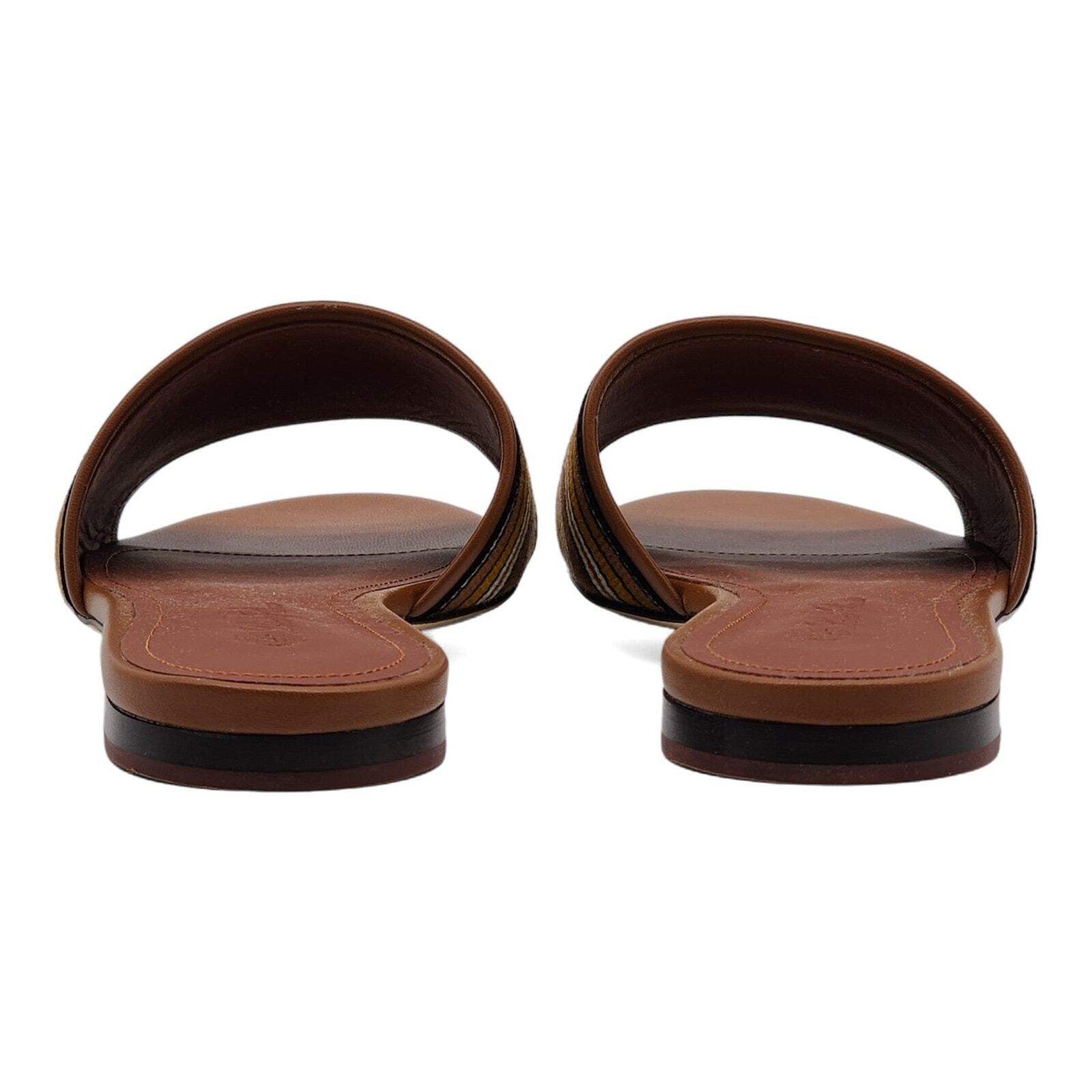 Loro Piana The Suitcase Stripe Sandals Fabric Leather Brown EU 36 US 5.5 $750