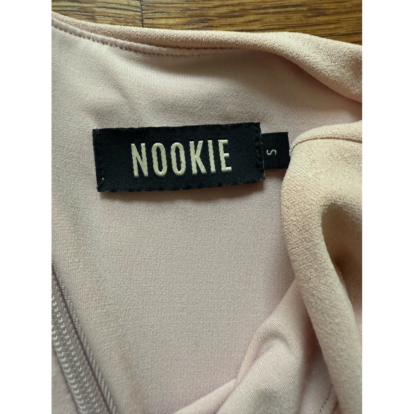 NOOKIE Lust One Shoulder Gown Blush Formal Slit Prom Maxi Dress Form Fitting S