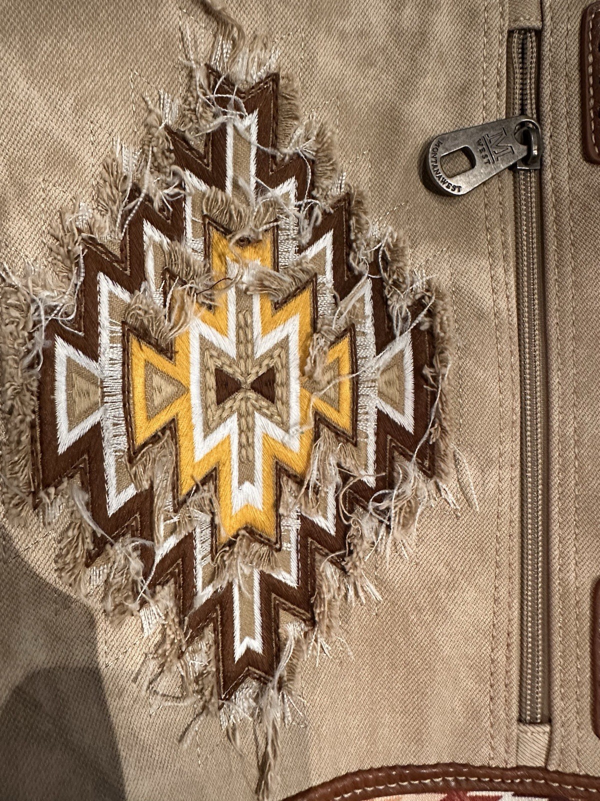 Montana West Western Aztec Geometric Tote Bag Zip Top Studded Pockets