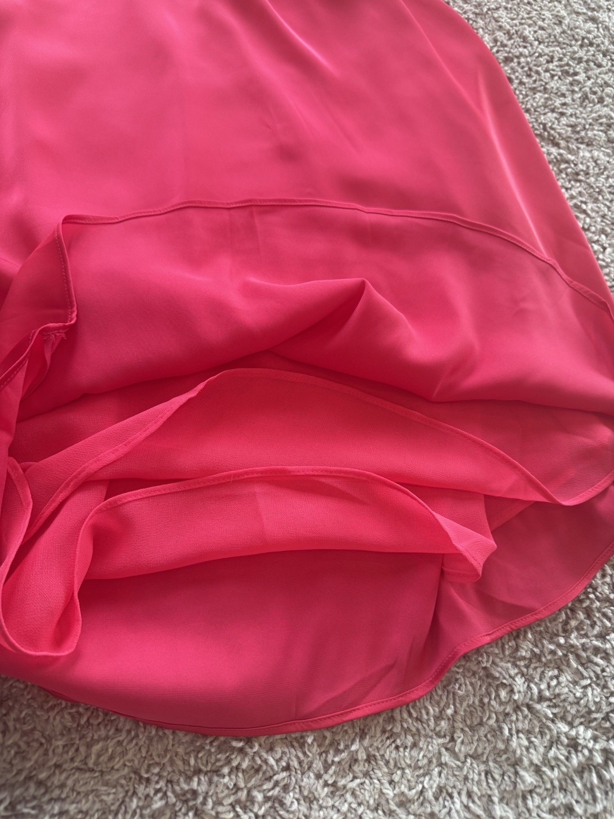 NWT WHBM Ruffle Neck Halter Top, Poly/Spandex Blend, Hot Pink, Size 10