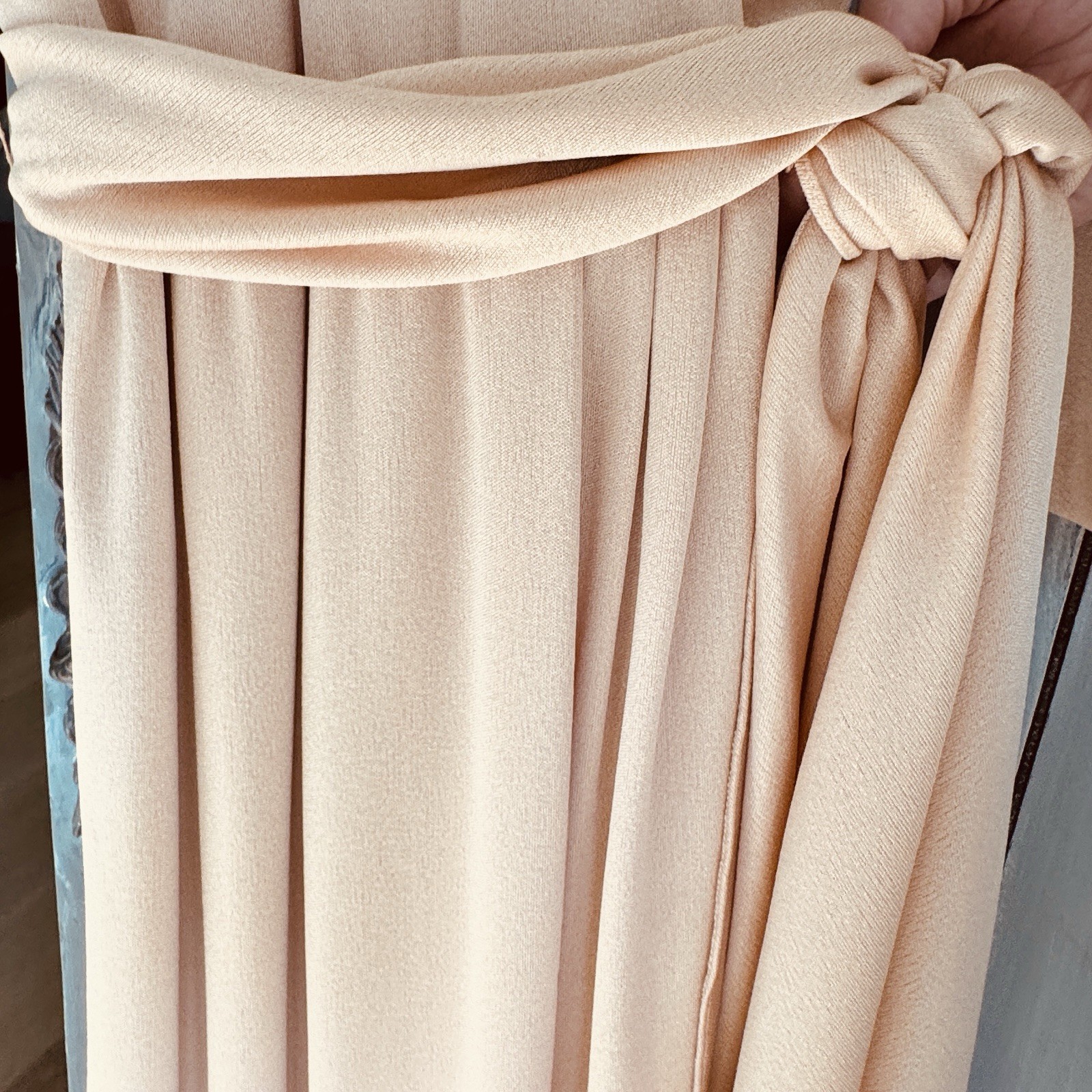 Vintage 70’s NWT Rona NY Peach Gown ILGWU Dress Slinky Tulip Sz 12 Neiman Marcus