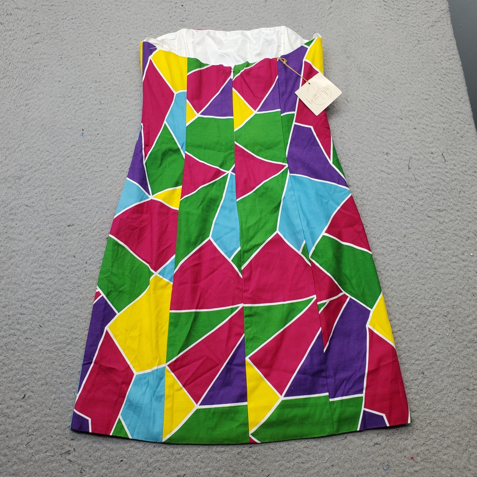 Britt Ryan Strapless Mini Dress Womens 2 Multi Pattern Off the Shoulder Back Zip