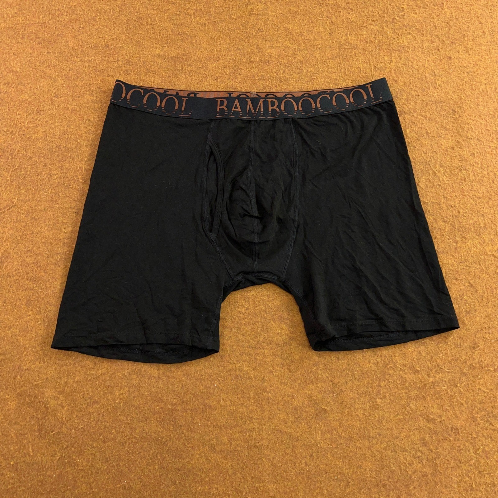 BAMBOO COOL Mens Large Black Viscose Bamboo Spandex Boxer Brief Underwear New
