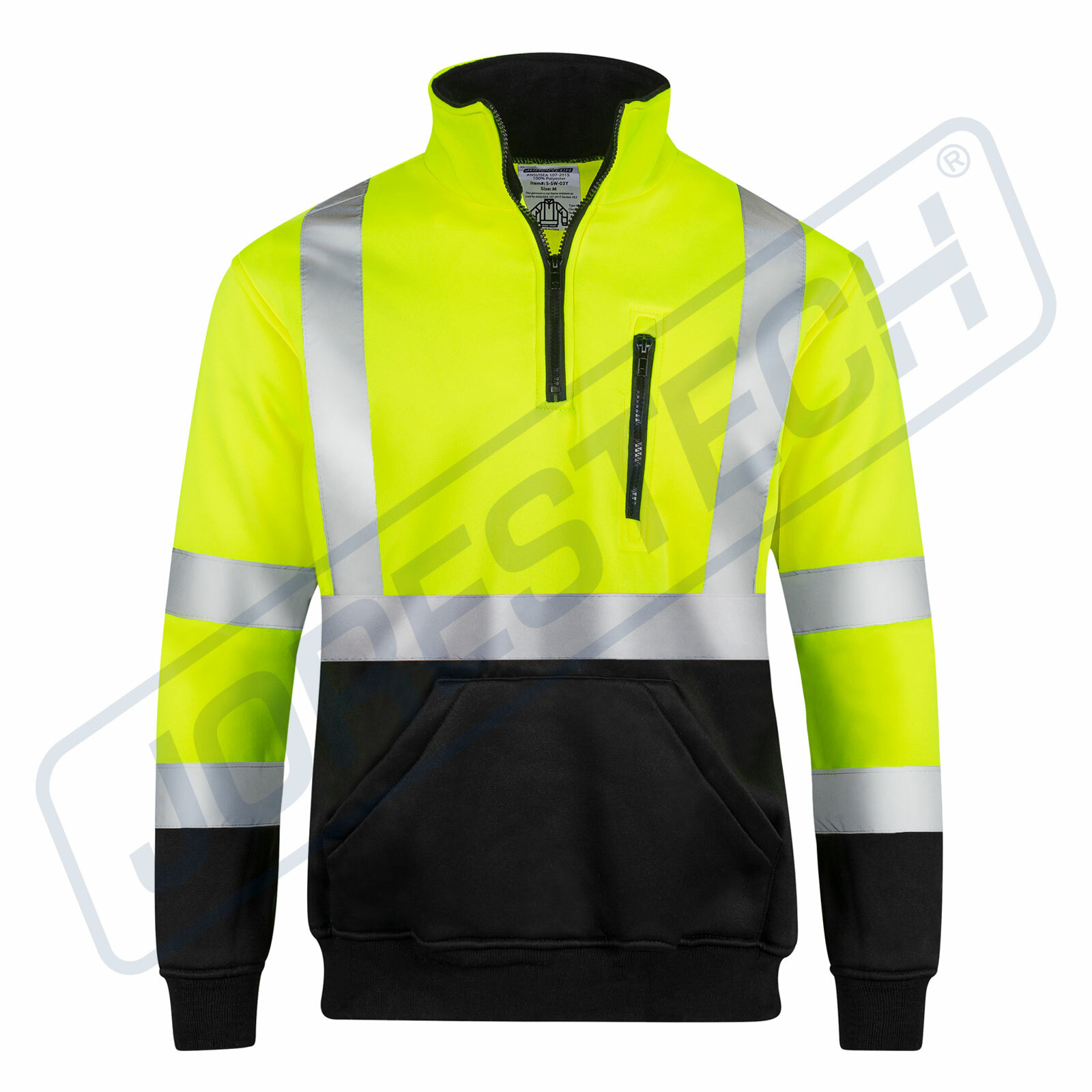 Hi-Vis Pullover Safety Workwear Fleece-lined Fleecy Zip Jumper Jacket Jorestech