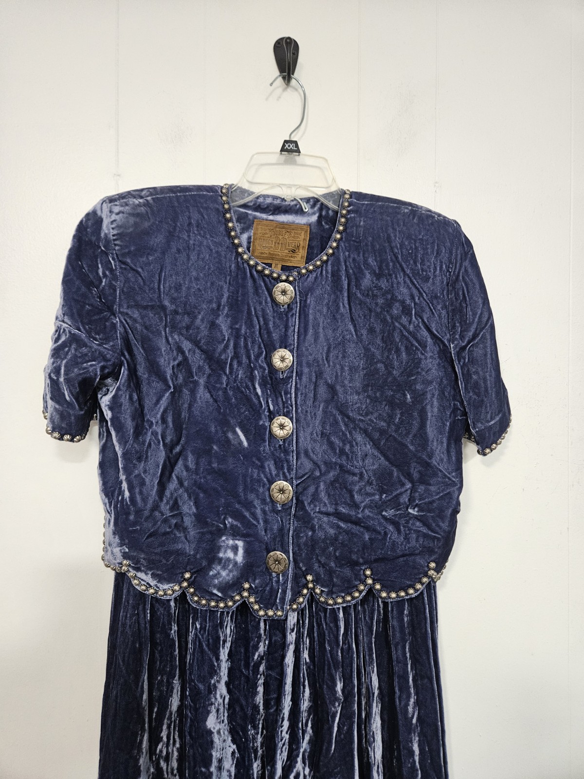 Double D Ranch Blue Crushed Velvet Studded Jacket & Skirt