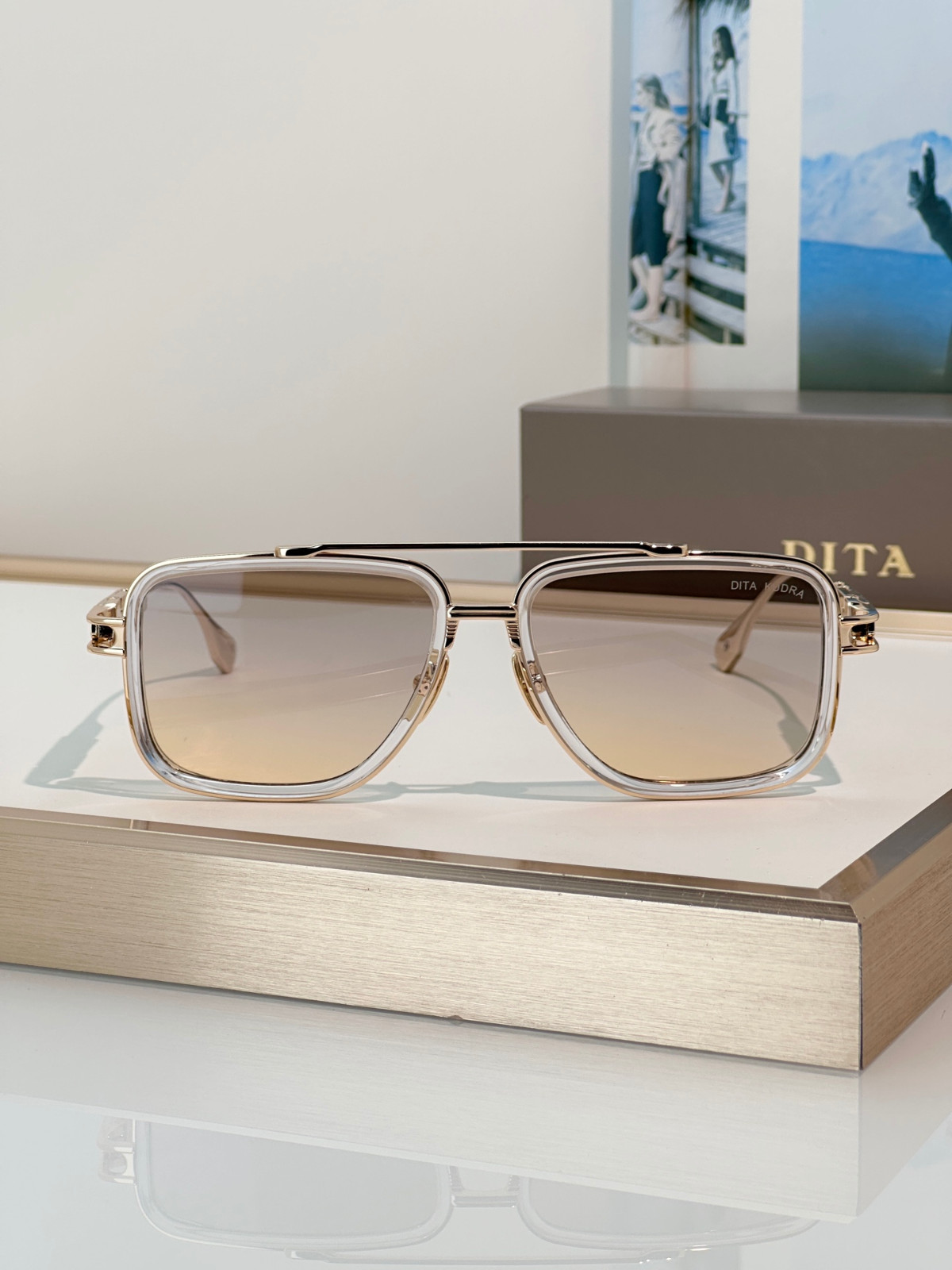 DITA KUDRU DTS436-A-01 Titanium Sunglasses Gold Gray Gradient 61mm Japan