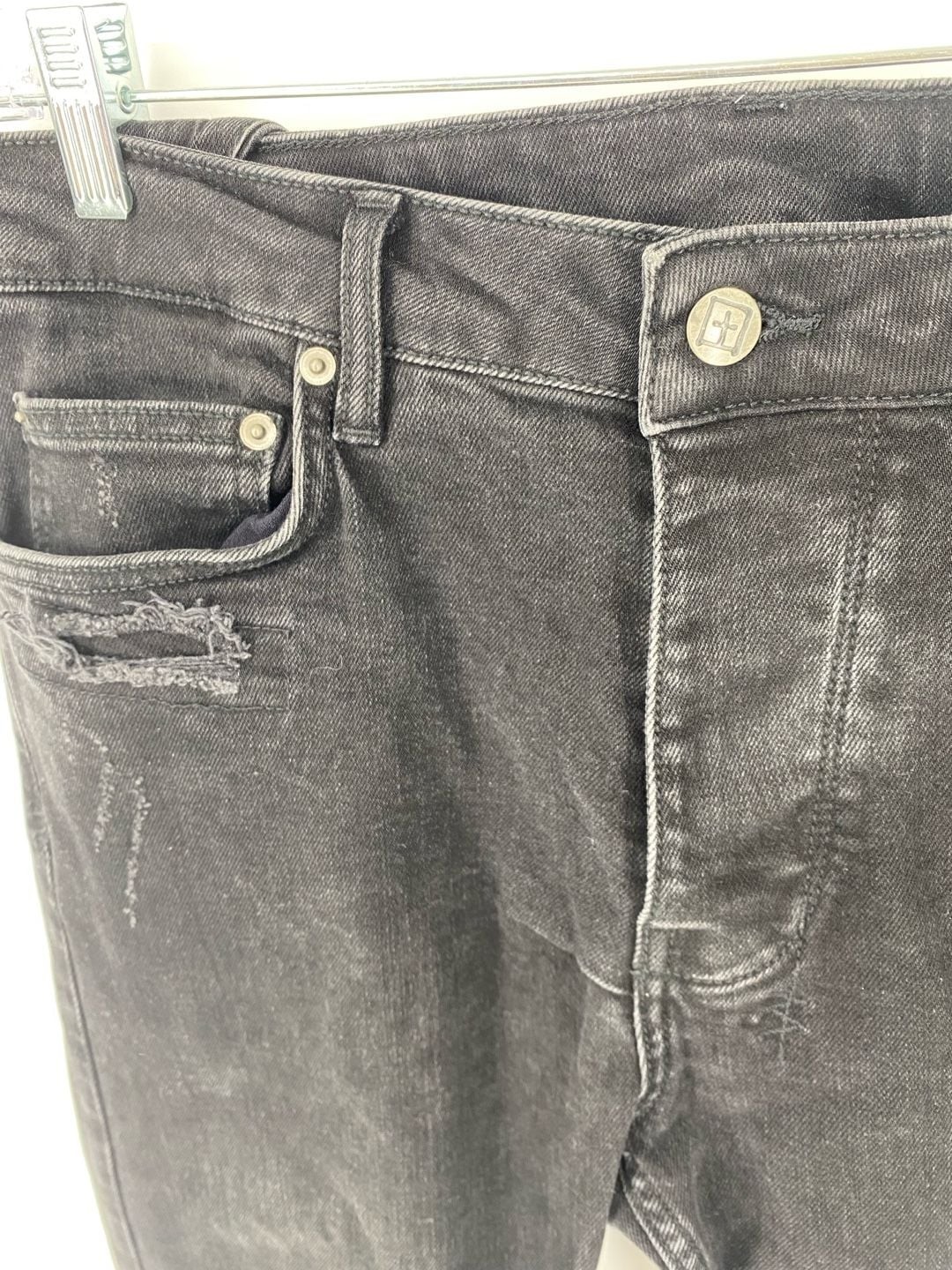 Ksubi Chitch Boneyard Black Distressed Slim Jeans Size 33 inseam is 31”