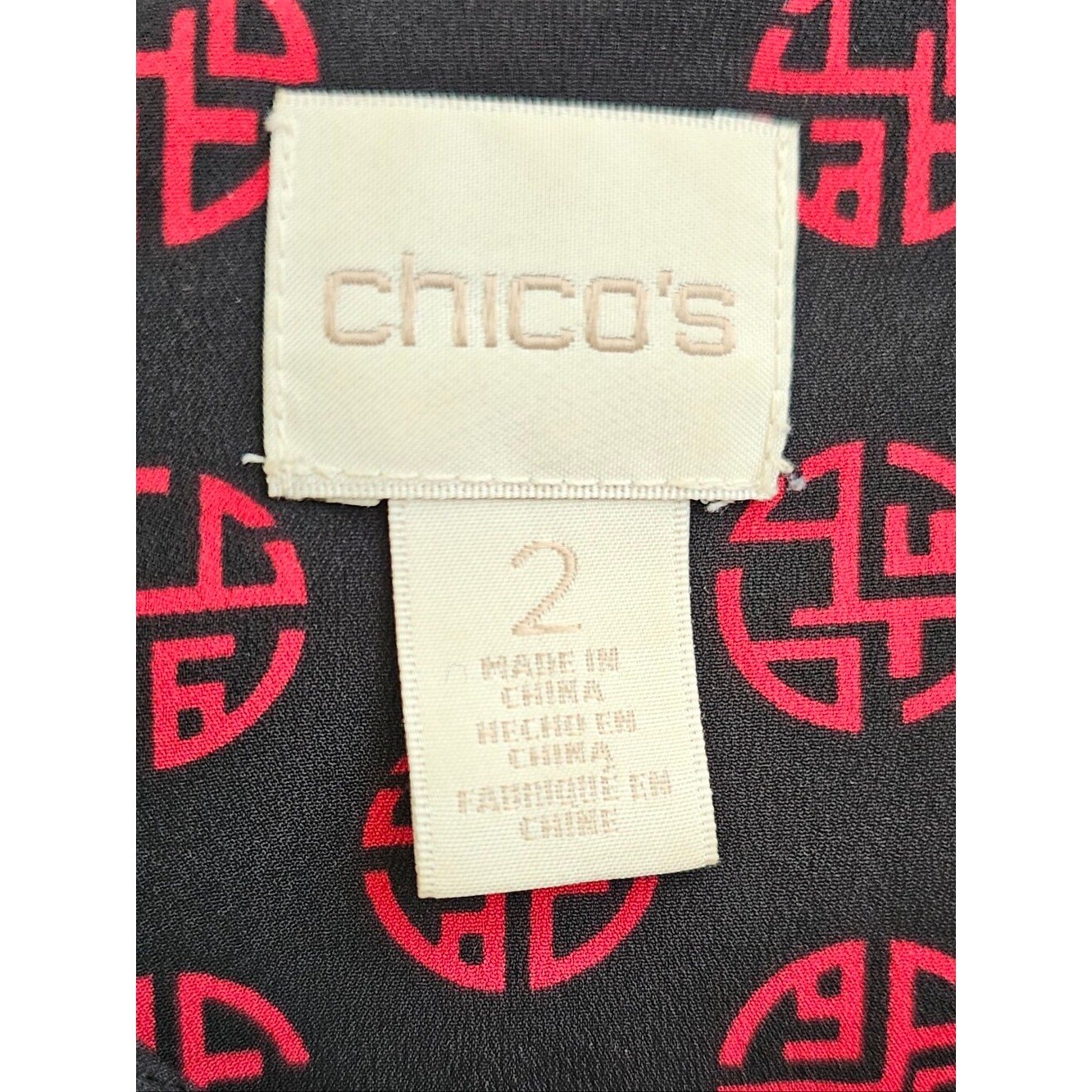CHICO’S Women’s Multicolor Printed Long-Sleeve Tunic. Size 2 Or US 12
