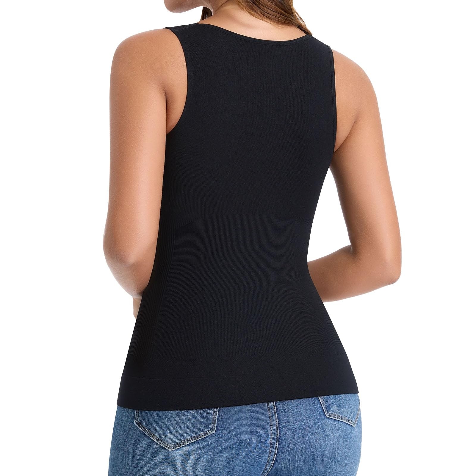 Women Square Neck Camisole Vest Built In Bra Tummy Control Slimming Body Shaper